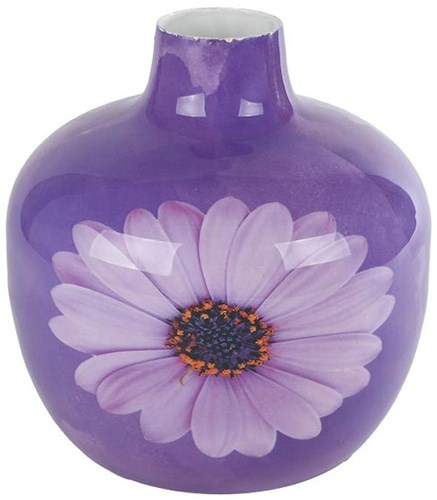 Jarrón Gerbera morado metal juguete decorativo 18x18x18cm