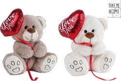 Van Manen oso de peluche con corazón globo 20cm blanco rojo regalo