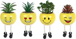 Van Manen maceta Smile con planta amarilla decoración 9x9x13cm