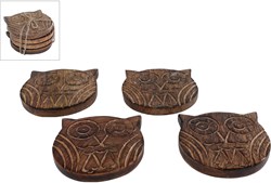 Van Manen posavasos búho madera de mango 10x10cm decorativo