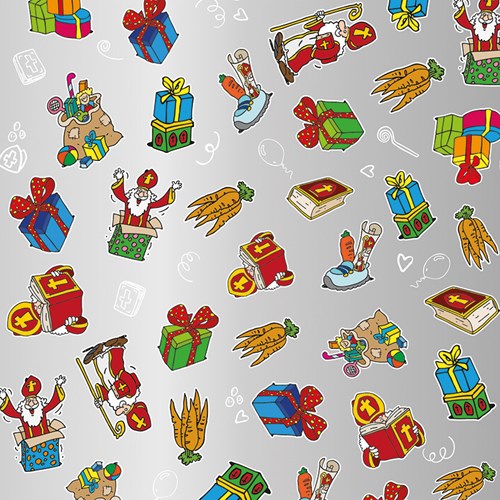 Cilgro papel de regalo plateado Sinterklaas 200m x 50cm papel de regalo