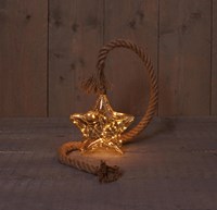 Estrella vidrio dorado decoración LED 19cm en cuerda luz cálida
