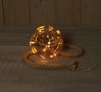 Bola de Navidad iluminada cristal oro 18cm LED blanco cálido decoración cuerda 1m