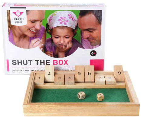 Twisk Shut the Box juego de dados de madera 28 x 20 x 4,5 cm