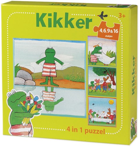 Simply puzzle infantil Kikker 4-en-1 - juguete educativo 4+6+9+16 piezas