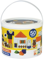 Bambolino Toys - Nijntje juguete barril de bloques - 50 bloques de madera multicolor