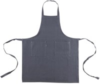 Linen and More delantal de cocina algodón gris 75x90cm con bolsillos