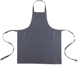 Linen and More delantal de cocina algodón gris 75x90cm con bolsillos