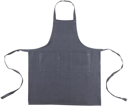 Linen and More delantal de cocina algodón gris 75x90cm con bolsillos