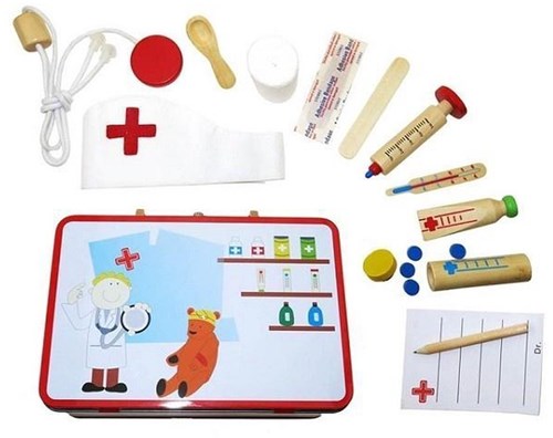 Simply set de doctor juguete de madera en maletín metálico para niños-2