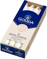 Gouda kroonkaars 240/24 doos 8 satijn wit
