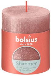 Bolsius vela rústica shimmer rosa - vela decorativa 8x6,8 cm