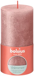 Bolsius vela pilar shimmer rosa - vela rústica 13 cm vegana