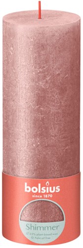 Bolsius vela pilar rústica shimmer rosa 19 cm - vela decorativa