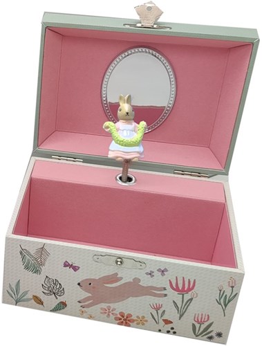 Harlekijn joyero caja de música conejo pájaro ratón niña paloma joyas-2