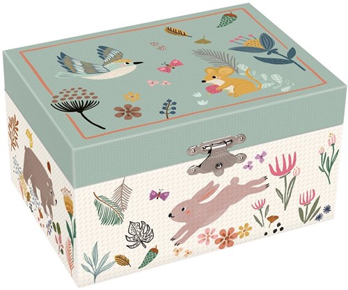 Harlekijn joyero caja de música conejo pájaro ratón niña paloma joyas