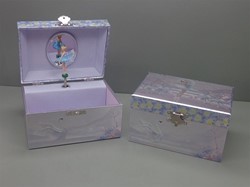 Harlekijn Joyero con purpurina y música. cisnes