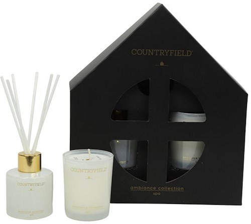 Countryfield set de regalo spa vela aromática y difusor blanco