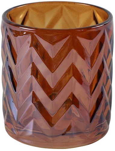 Countryfield portavelas cristal marrón Leila S moderno 8cm decoración