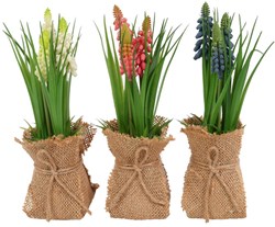 Countryfield flor artificial juguete Muscari en maceta decorativa 20cm