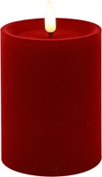 Cilgro vela LED decorativa terciopelo rojo 7,5x7,5x10cm