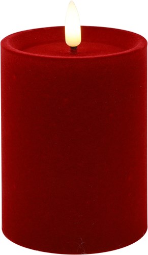 Cilgro vela LED decorativa terciopelo rojo 7,5x7,5x10cm