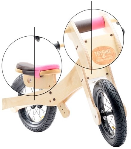 Trybike accesorios para bicicleta sin pedales - funda de sillín rosa para bici de madera