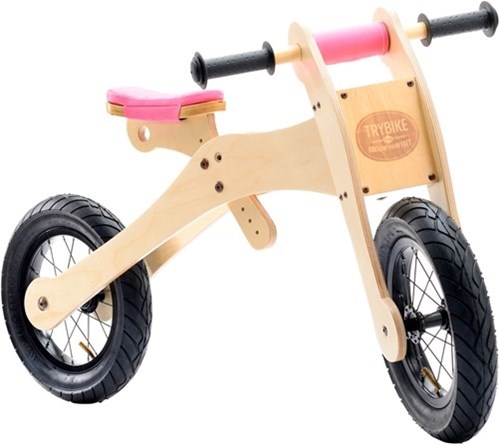 Trybike accesorios para bicicleta sin pedales - funda de sillín rosa para bici de madera-2