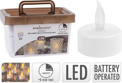 Theelicht Led Timer 24 stuks in emmer