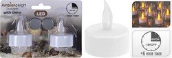 Theelicht velas LED luz cálida 2 unidades con temporizador y pilas