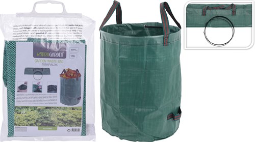 Bolsa para residuos de jardín grande resistente 125 litros con asas verde