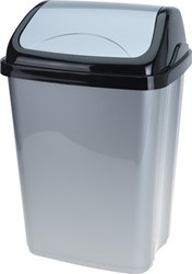 Afvalbak swing 16 litros negro gris cubo basura plástico cocina