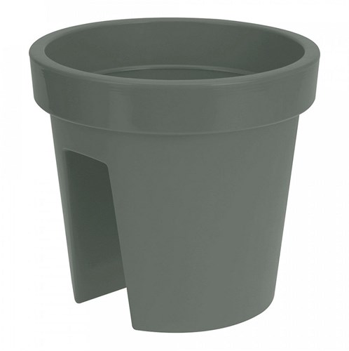 Jardinera de balcón plástico verde redonda 28 cm - macetero balcón exterior