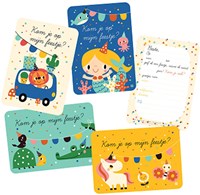 Harlekijn invitación tarjetas coche set de 6 en paquete-2