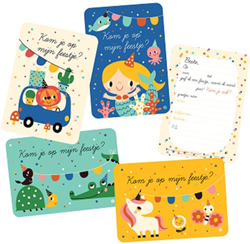Harlekijn invitación tarjetas coche set de 6 en paquete-2