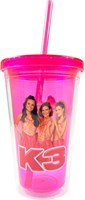 K3 vaso con pajita rosa - vaso de limonada para niñas 300 ml
