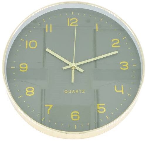 Cilgro reloj de pared verde 30cm con marco dorado - reloj elegante