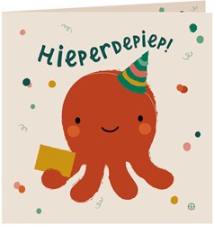 Harlekijn tarjeta de cumpleaños temática marina con sobre - set de 5 tarjetas