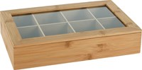 Caja de té bambú caja organizadora 8 compartimentos marrón claro 32x20x6,5cm caja de té