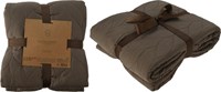 Plaid manta acolchada taupe - gran manta suave de poliéster 200x220cm