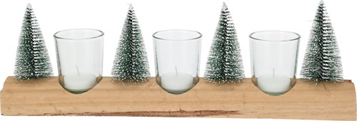 Theelichthouder set árbol de Navidad - decoración de vidrio 39x12cm fiesta