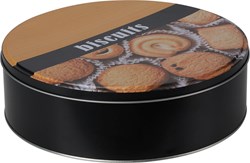 Lata para galletas metal negro redonda 22 cm - caja cocina