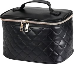 Beauty bag efecto cuero cuadros negro bolso maquillaje juguete cartón