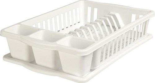 van der Meulen escurreplatos plástico blanco con bandeja cocina 39,5x26cm