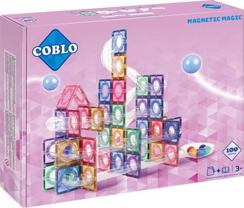 Coblo juguete azulejos magnéticos mármol pastel / pista de canicas 100 piezas