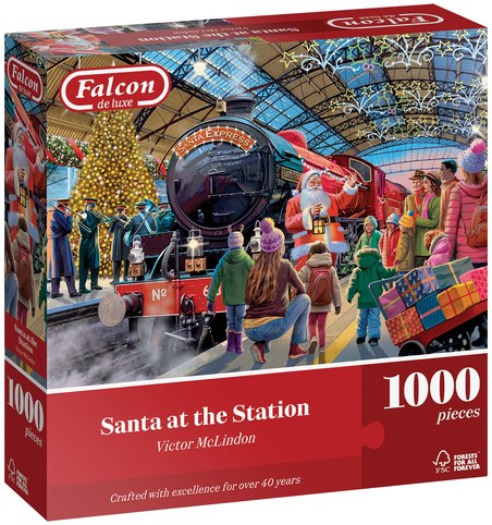 Falcon puzzle de Navidad - Santa at the Station - 1000 piezas - rompecabezas