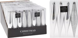 Bola de Navidad irrompible cono 15cm 4 piezas plata decoración
