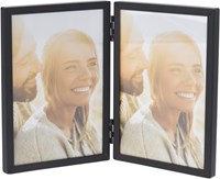 Marco de fotos doble de metal negro 22x16cm juguete decorativo