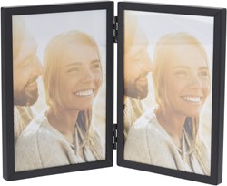 Fotolijst metaal dubbel 22x16x1cm - zwart