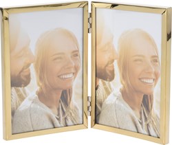 Marco de fotos doble metal 22x16x1cm oro regalo decorativo